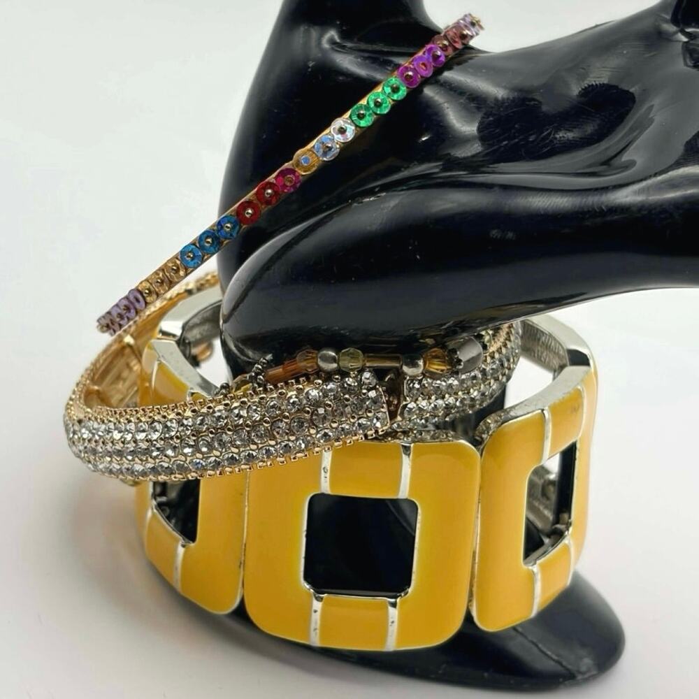 Yellow Crystal Beaded Bracelet Bundle